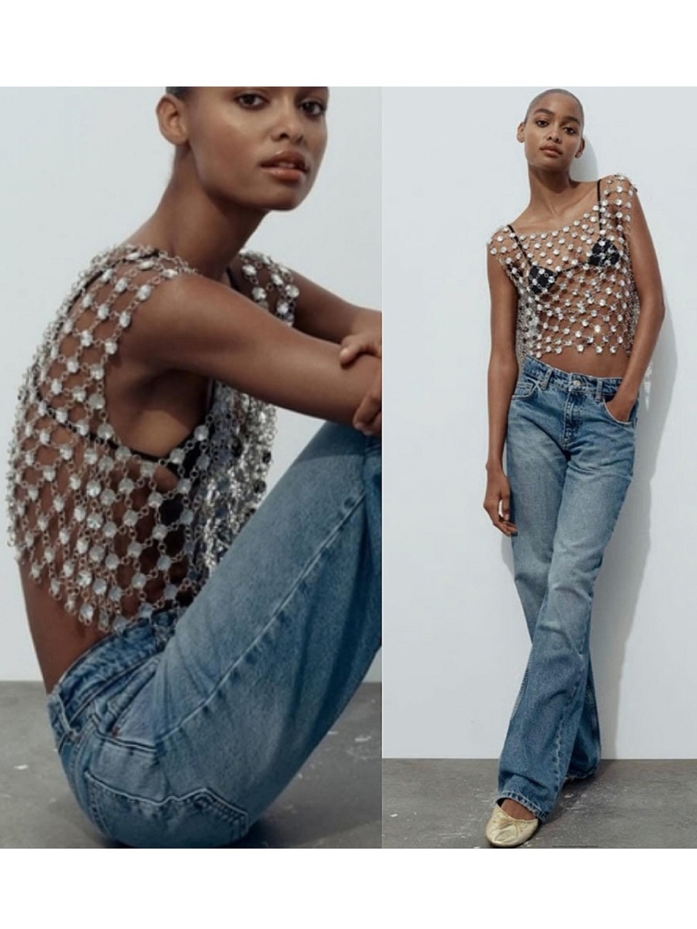 Zara jeweled crop top